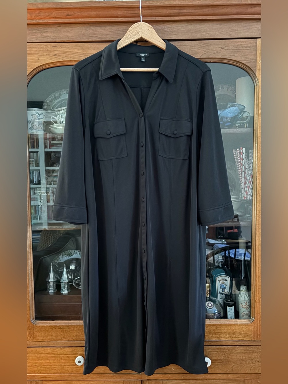 Talbots Black Button-Front Shirt Dress